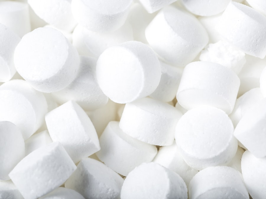 Chlorine tablets used to treat pool water
