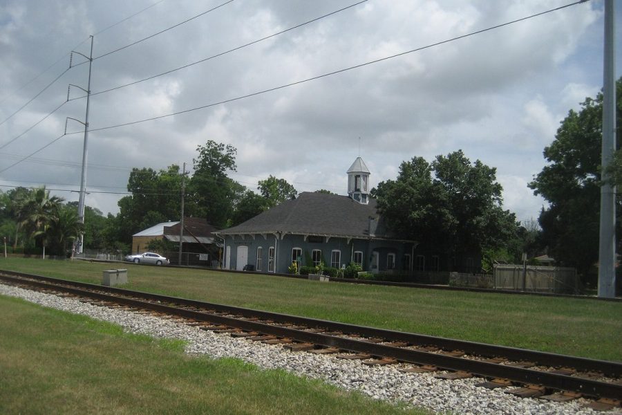 The depot building at Rivertown in Kenner, seen across the railway tracks