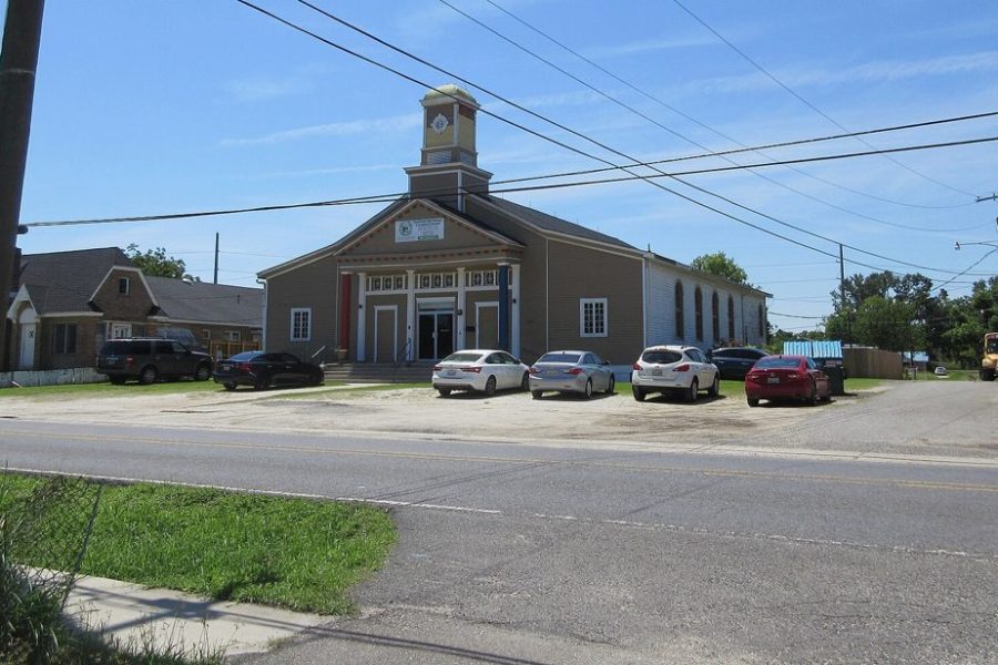 A former church building with a bell tower on West 5th Street in LaPlace